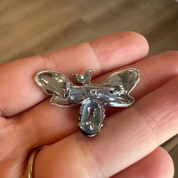 Vintage Bumblebee Bee with  Rhinestones Painted  Brooch Pin Flying Insect - Picture 4 of 4